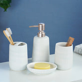 Soft Blue Textured Ceramic Bathroom Set of 4